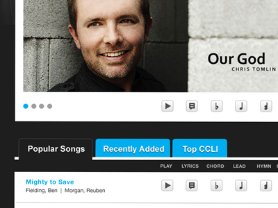 Select a Song christian css3 html5 songs