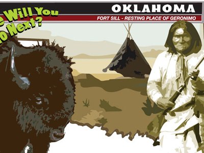 U-Haul american black brown buffalo geronimo green illustration native oklahoma u haul white