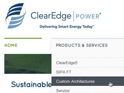 ClearEdge|POWER redesign blue css3 gray green grey html5 redesign white