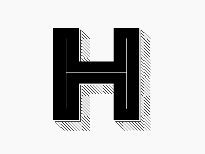H (Final) 3d diagonal h inline lettering