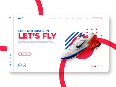 Nike Website Redesign Modern and Minimalistic blue branding clean clear creative creative design e commerce minimalistic modern nike nike website redesign pink red redesign royal blue shoe shop now simple website
