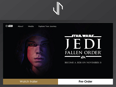 Star Wars Fallen Order Game Website Design branding design explorer flat journey minimal star wars trailer ui ux vector web