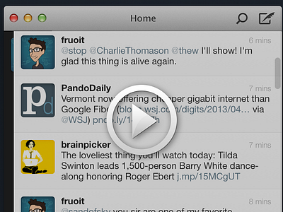 OSX Twitter Client (animated) app mac ui ux video