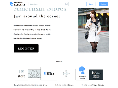 Promised Cargo Landing Page clean design e commerce fashion korean modern shipping shopping ui web