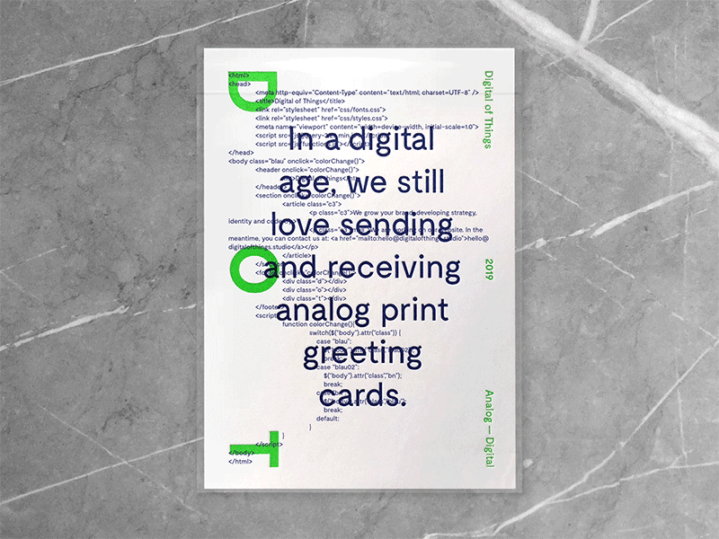 DOT — Greetings card analog code digital greetings card letterpress print
