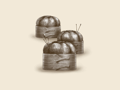 Shaker Sawdust Pin Cushions Illustration