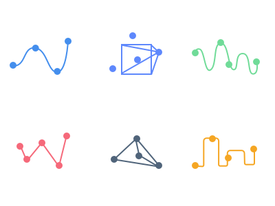 Line graph icon for different persons in the team