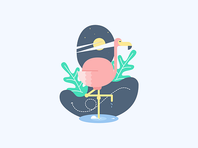 100Day illustration -01 Flamingo