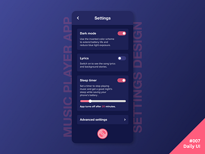 Daily UI #007 Settings Design