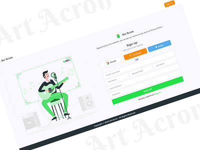 Sign Up animation branding design illustration landing page lettering minimal mockup webdesigner website wire frame