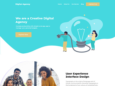 Digital Agency animation branding design icon identity illustrator ios landing page lettering minimal mobile mockup photo album type typography ux web webdesigner website wire frame