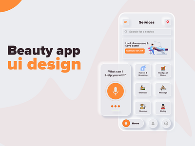 Beauty app ui design animation branding design illustration landing page lettering minimal mobile mockup typography webdesigner website wire frame