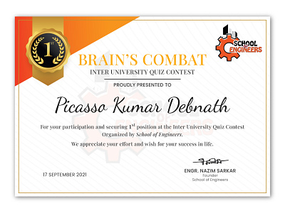 Certificate Design for Country Wide Quiz Contest