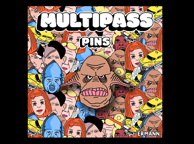 MULTIPASS : Enamel Pin 6 adobe design ermann ermanngraphic fifth element graphic graphicdesign graphicdesigner illustration illustrator