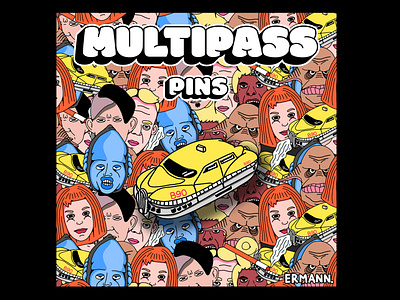 MULTIPASS : Enamel Pin 7 adobe design ermann ermanngraphic fifth element graphic graphicdesign graphicdesigner illustrator pin