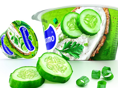 BUONISSIMO — CREAM CHEESE brand branding cream cucumber curd design greenery logo meal packaging packaging design punch sandwich trademark