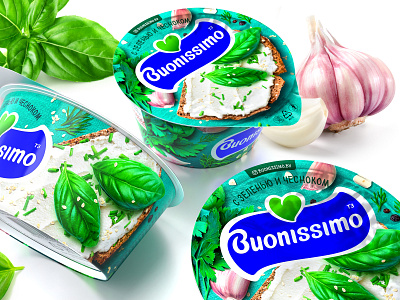 BUONISSIMO — CREAM CHEESE basil brand branding cream curd design dill garlic greenery logo packaging packaging design sandwich trademark