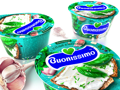 BUONISSIMO — CREAM CHEESE brand branding cream curd design dill greenery logo packaging packaging design punch sandwich trademark