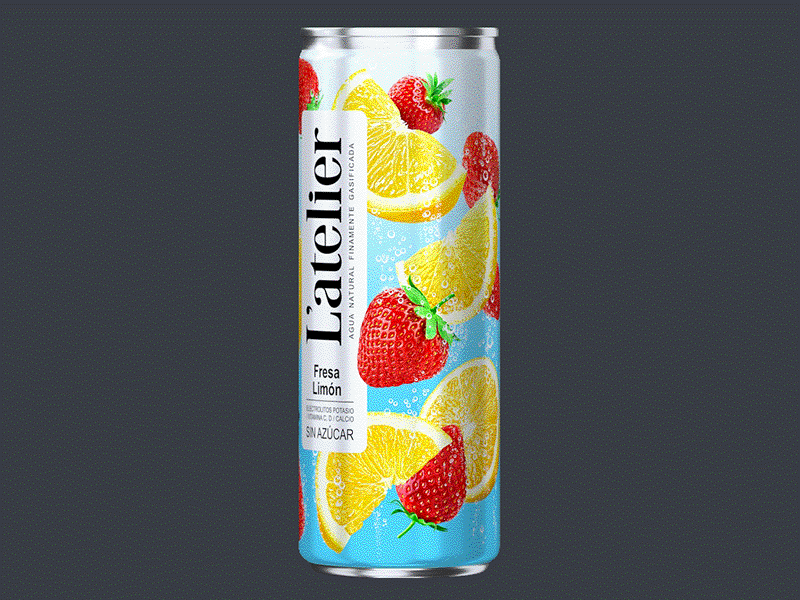 L'ATELIER — CARBONATED BEVERAGE berries brand branding design fruit label logo packaging packaging design strawberries trademark