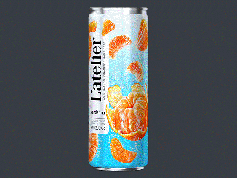 L'ATELIER — CARBONATED BEVERAGE beverage brand branding design fruit label logo packaging packaging design tangerines trademark сan