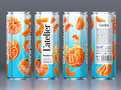 L'ATELIER — CARBONATED BEVERAGE beverage brand branding can design fruit label logo packaging packaging design trademark