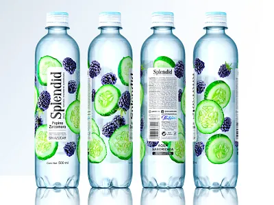 SPLENDID — flavored drinks berries beverage blackberries bottle brand design branding cucumber design drink label label design logo packaging plastic bottle refreshing drink soft drink trade mark water