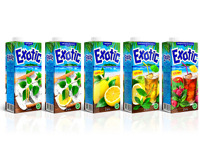 EXOTIC — juices apple berries birch brand branding design foodstyle foto illustration juices lemon logo packaging packaging design raspberry tea trademark typography