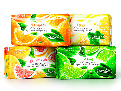 GREENELLE — SOAP brand branding design fruits grapefruit greenelle illustration lyme melon orange packaging packaging design soap