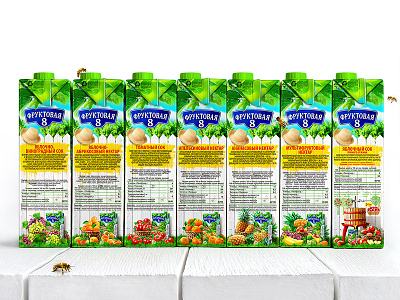 FRUKTOVAYA 8 — JUICES AND NECTARS brand branding design fruit juices logo nectars packaging packaging design trademark