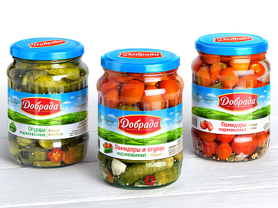 DOBRADA — PRESERVED FRUIT, MUSHROOMS AND VEGETABLES brand branding cucumbers design dobrada illustration label logo packaging packaging design photo tomatoes trademark