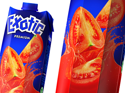 EXOTIC PREMIUM — JUICES brand branding design exotic juices logo packaging packaging design tetra pak tomato tomatoes trademark