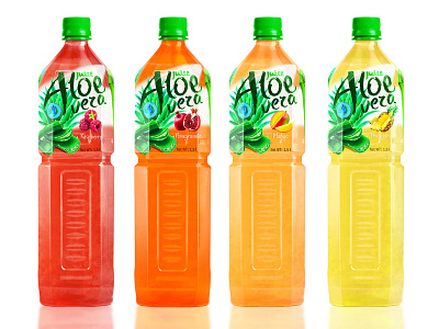 ALOE VERA — BEVERAGES aloe aloe vera beverages brand branding design juices label logo mango packaging packaging design pineapple pomegranate raspberry trademark