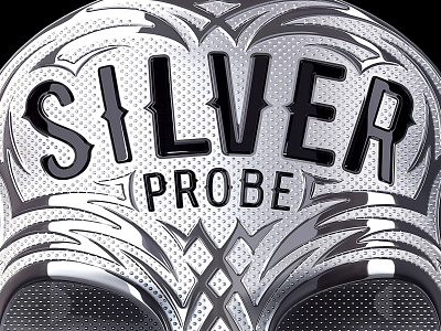 SILVER PROBE — VODKA alcohol alcoholic beverage bottle brand branding character design illustration label logo packaging packaging design silver silver probe skull trademark vector vodka
