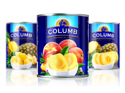 СOLUMB — PRESERVED FRUIT brand branding design food fruit logo packaging packaging design peach photo pineapple preserved preserved fruit staged photography tin can trademark сolumb