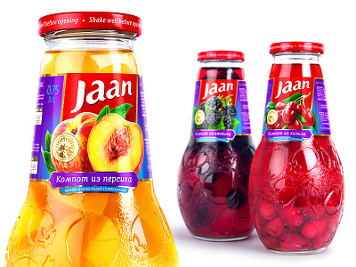 JAAN — FRUIT AND BERRY DRINKS berries berry brand branding compote design drinks fruit jaan label logo packaging packaging design peachy trademark