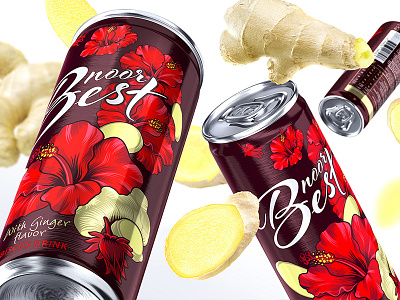 NOOR BEST — HIBISCUS DRINKS beverages brand branding design drinks flowers ginger hibiscus illustration juices logo packaging packaging design trademark vector