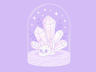 Skull and crystals botanical crystal design digital illustration floral illustration illustrator october pastel skull spooky