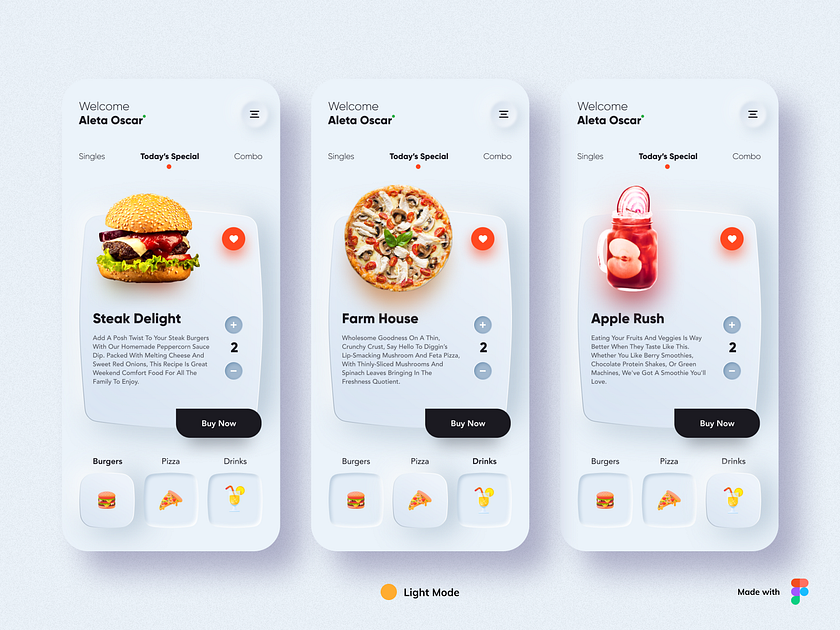 Neumorphism - Food App Design by Neelesh Chaudhary for Nickelfox - UI ...