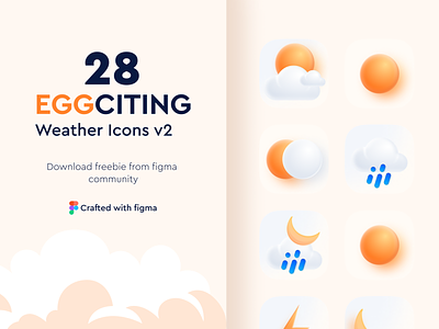 Weather Icon V2 (3D) 3d app icon branding cards cloud design download egg illustration logo minimal rain sun typography ui ux vector weather weather forecast