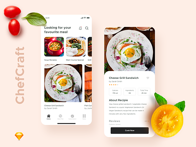 ChefCraft app app concept cards colors delivery design food food app icon interaction interface ios minimal mobile mordern sketch typography ui ux web