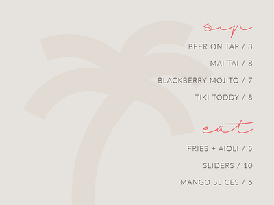 Tiki Hut - Happy Hour Menu austin texas branding design happy hour restaurant branding typography