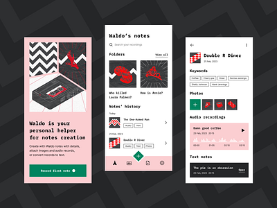 Waldo - Mobile App audio convert design helper illustration inspiration ios mobile app notes recording text twin peaks ui uiux