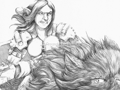 Hand Drawn - Warcraft Orc - Grushka female orc hand drawn orc traditional traditional illustration warcraft wolf world of warcraft