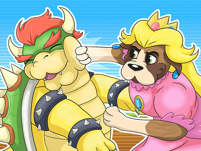 Jesse Bowser Punch Out! book illustration bowser boxer dog childrens book crossover cute dog fan art illustration mario retro super mario