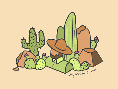 Desert Landscape cactus color palette cowboy digital illustration hand drawn illustration ipadpro minimal procreate procreate app southwestern succulent