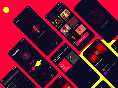 AnyVoice Mobile App dailyui dark dark app dark mode dark ui design dribbble dribbble best shot figma freelance recorder red ui uidesign uiux ux voice