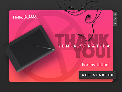 Hello Dribbble debut dribbble first shot hello pink thank you