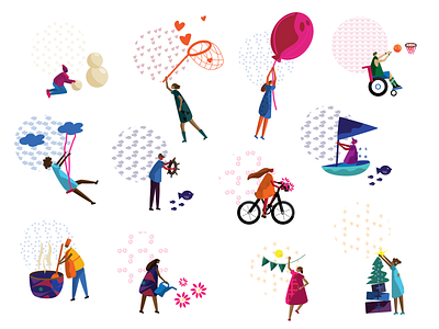 colorHIVE characters active basketball bike boat characters children fitness fun health holiday human body humans icons illustration kids lifestyle movement pattern seasons winter