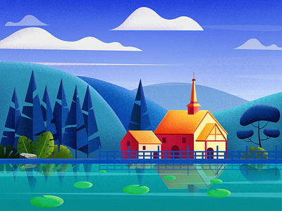 Landscape illustration branding design illustration ui ux