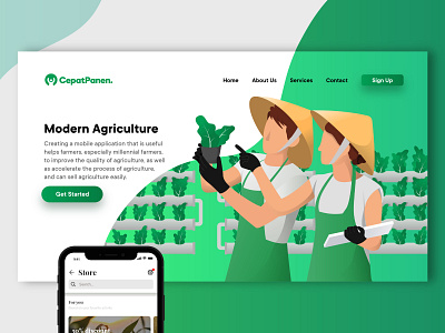 Hydroponic Farm - Landing Page agriculture farm farmer hydroponics illustration landing page ui design web